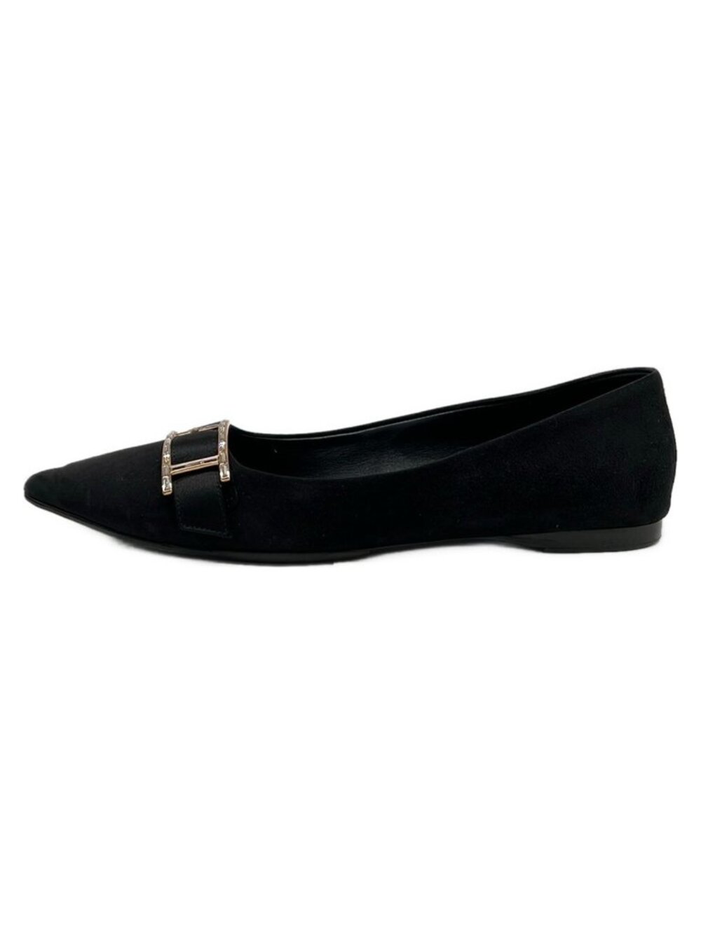 Hermes Flat Shoes Black Rhinestone